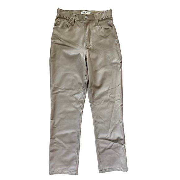 Abercrombie & Fitch Curve Love 90’s Straight Leather Pants Oyster Grey Size 27 - Picture 4 of 10
